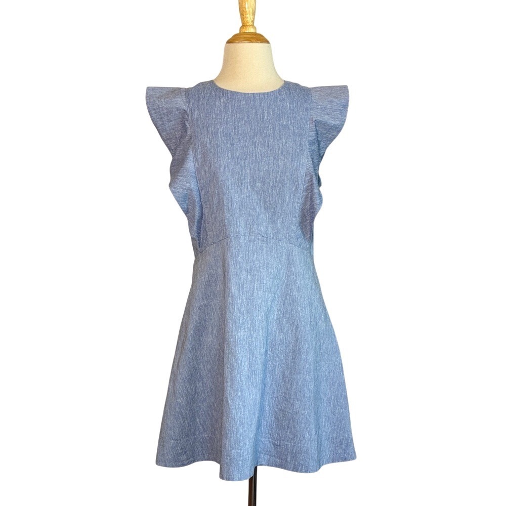 Sleeveless Light Blue Ruffle A-Line Dress